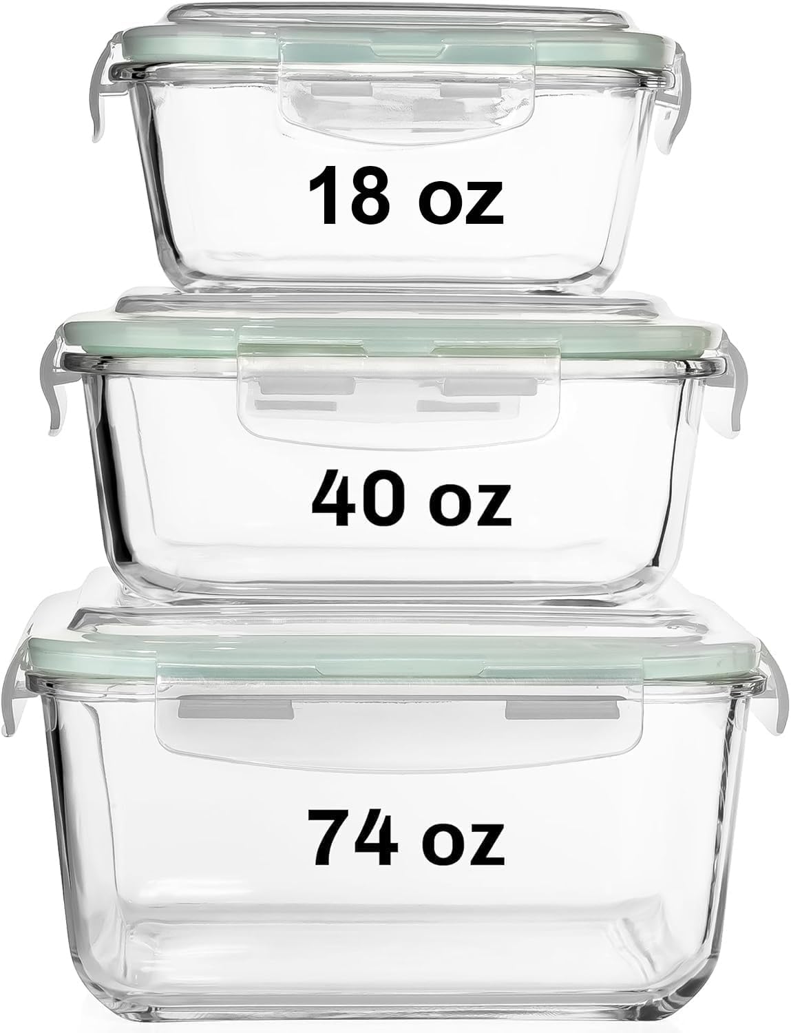 Meal Prep Usa - 6 PC Square Glass Food Storage