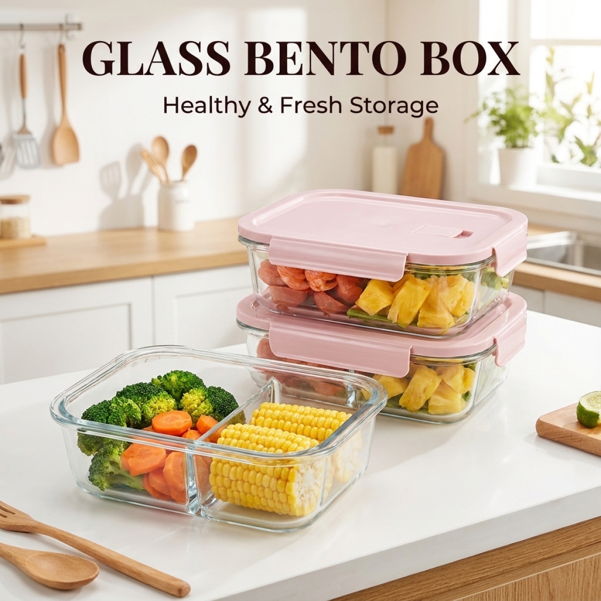 Meal Prep Oven Safe Containers - Cute Pink Glass Meal Prep Container–Microwave