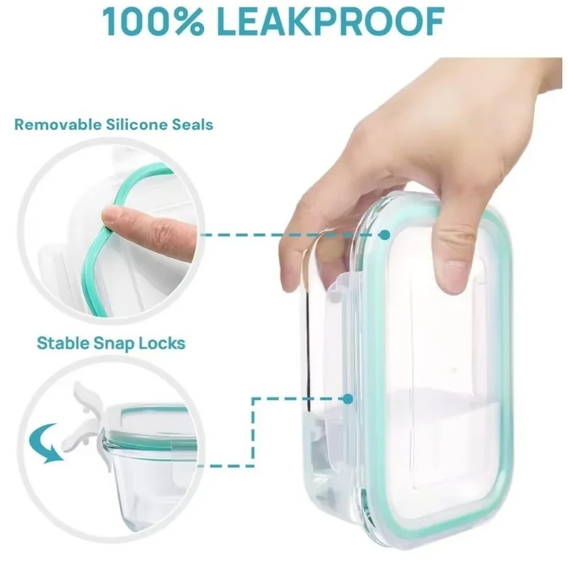 Meal Prep Oven Safe Containers - Glass lunch box food storage container,