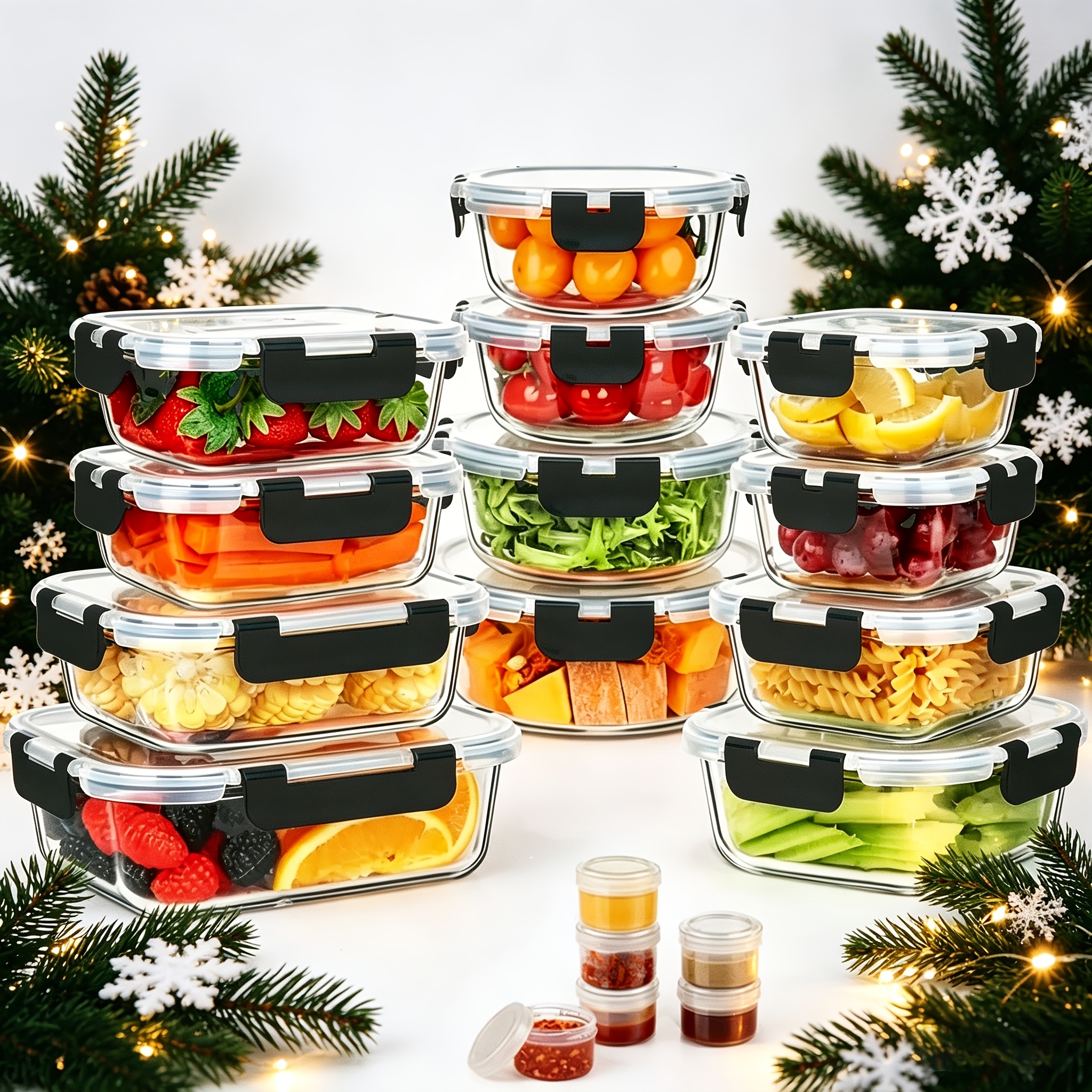 Meal Prep Oven Safe Containers - 17pcs Glass Food Storage Container(Includes 12