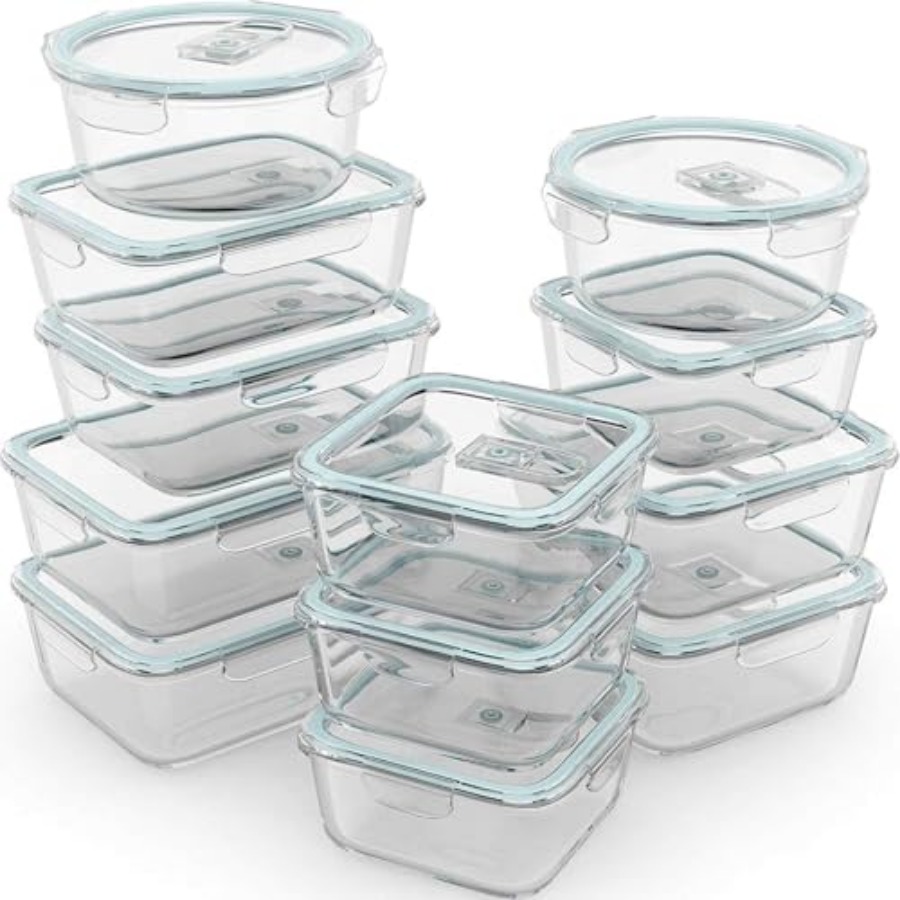Meal Prep Oven Safe Containers - 24 Pc Airtight Glass Food Storage