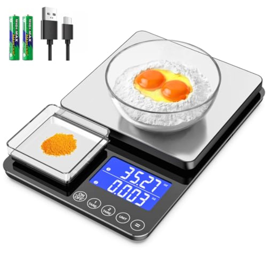 Meal Prep Weight Loss - 0.001oz/33lb Kitchen Scale, Dual Platform Food