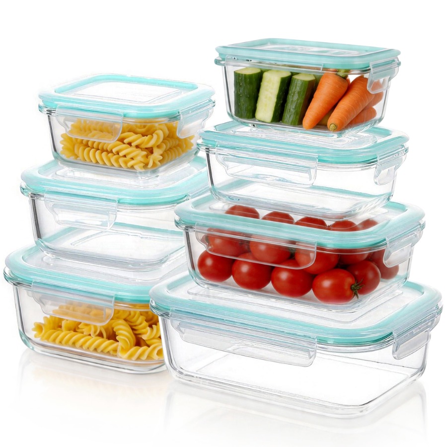 Meal Prep Oven Safe Containers - 7 Pack Glass Food Storage Containers
