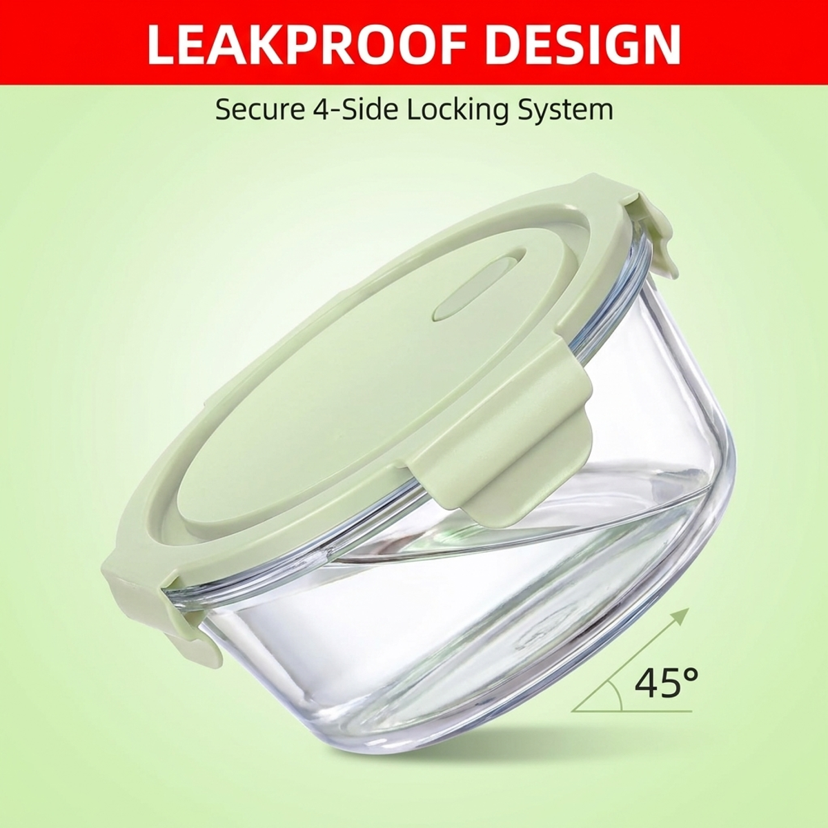 Meal Prep Oven Safe Containers - Leakproof Matcha Green Glass Lunch Containers,Heat