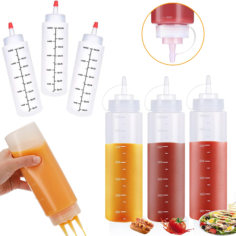 Sauce Squeeze Bottle - 10Pcs 120ml-1000ml Empty Plastic Sauces Bottles