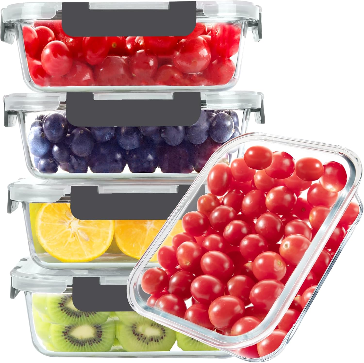 Meal Prep Usa - Glass Food Storage Containers, 5 Pack