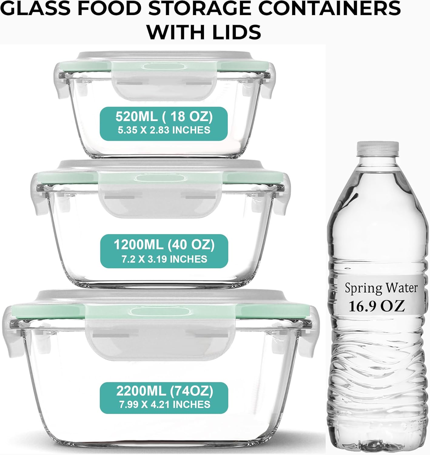 6 PC Square Glass Food Storage - Meal Prep Usa recension och pris