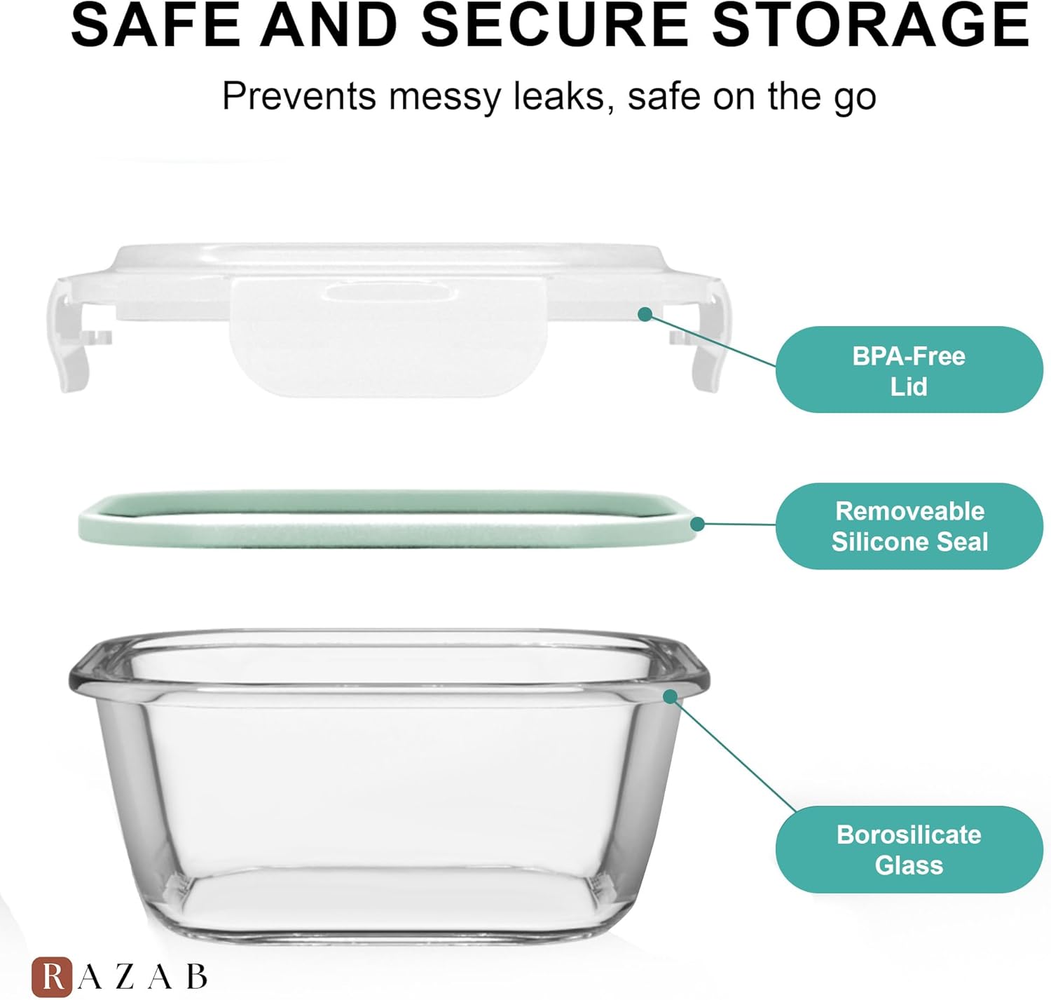 6 PC Square Glass Food Storage - Meal Prep Usa recension och pris