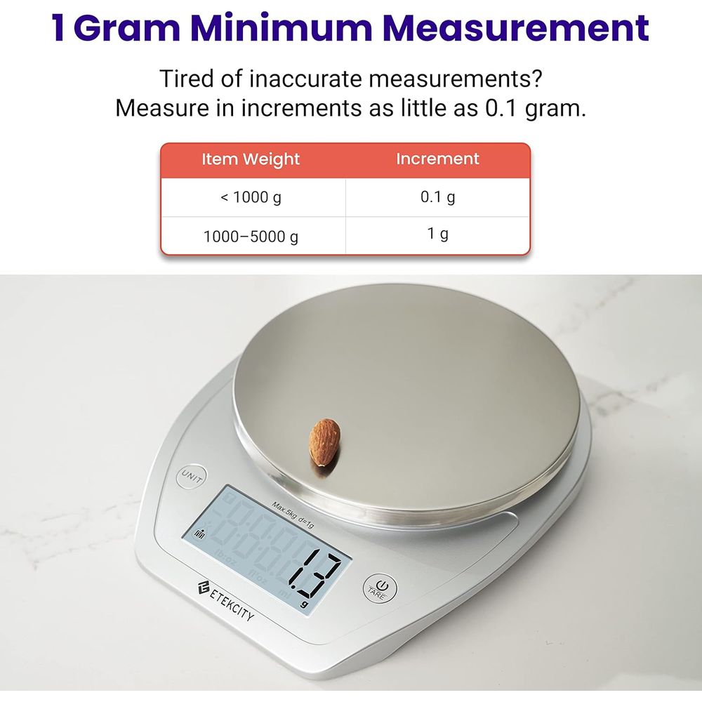 11lb/5kg Digital Kitchen Scale - Meal Prep Weight Loss recension och pris