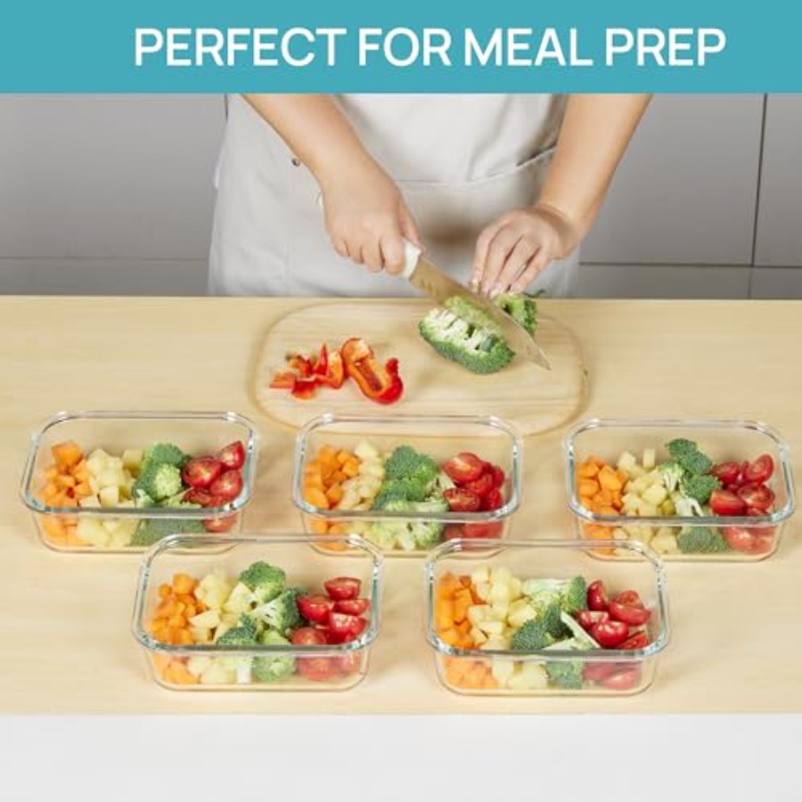 5 Pack Glass Food Storage Cont - Meal Prep Oven Safe Containers recension och pris