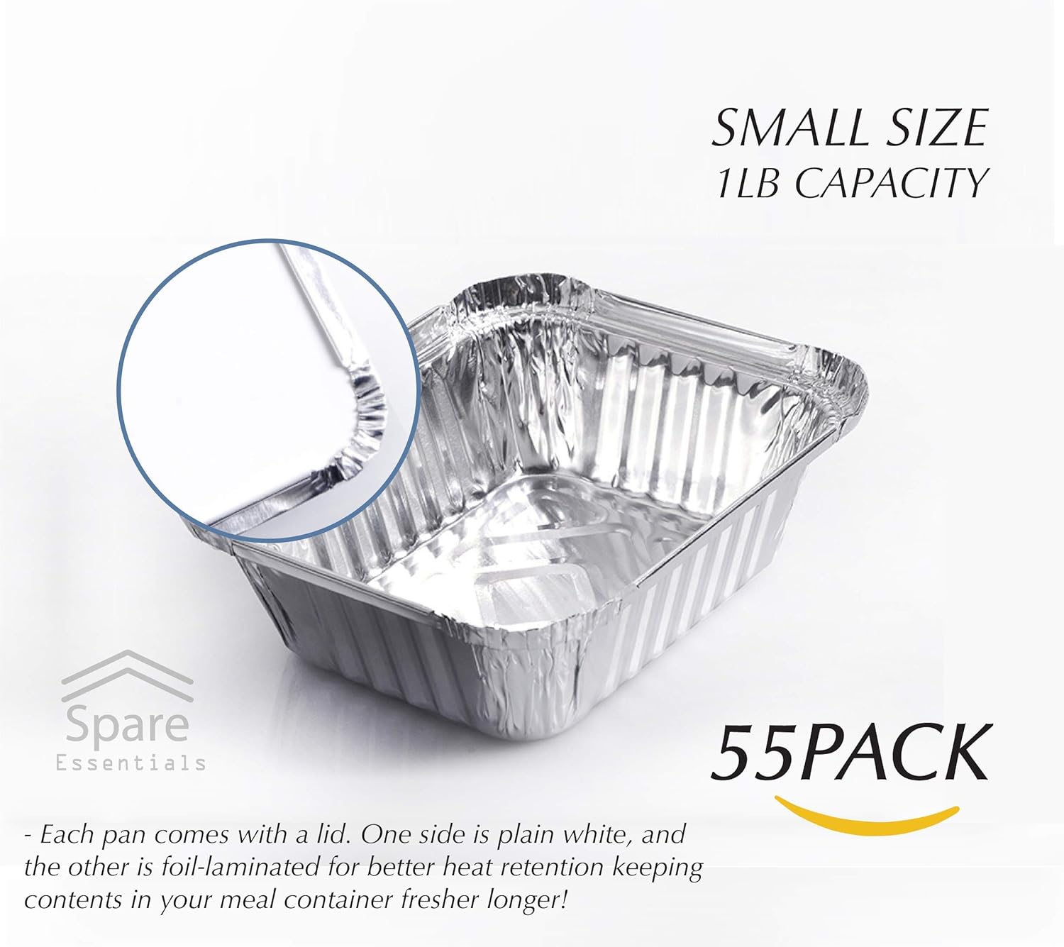 55 Pack Small Foil Pans with L - Meal Prep Oven Safe Containers recension och pris