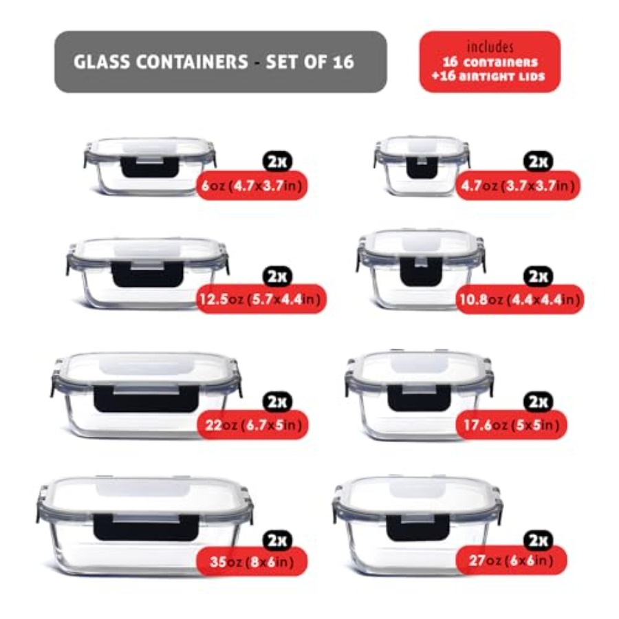 Glass food storage containers  - Meal Prep Oven Safe Containers recension och pris