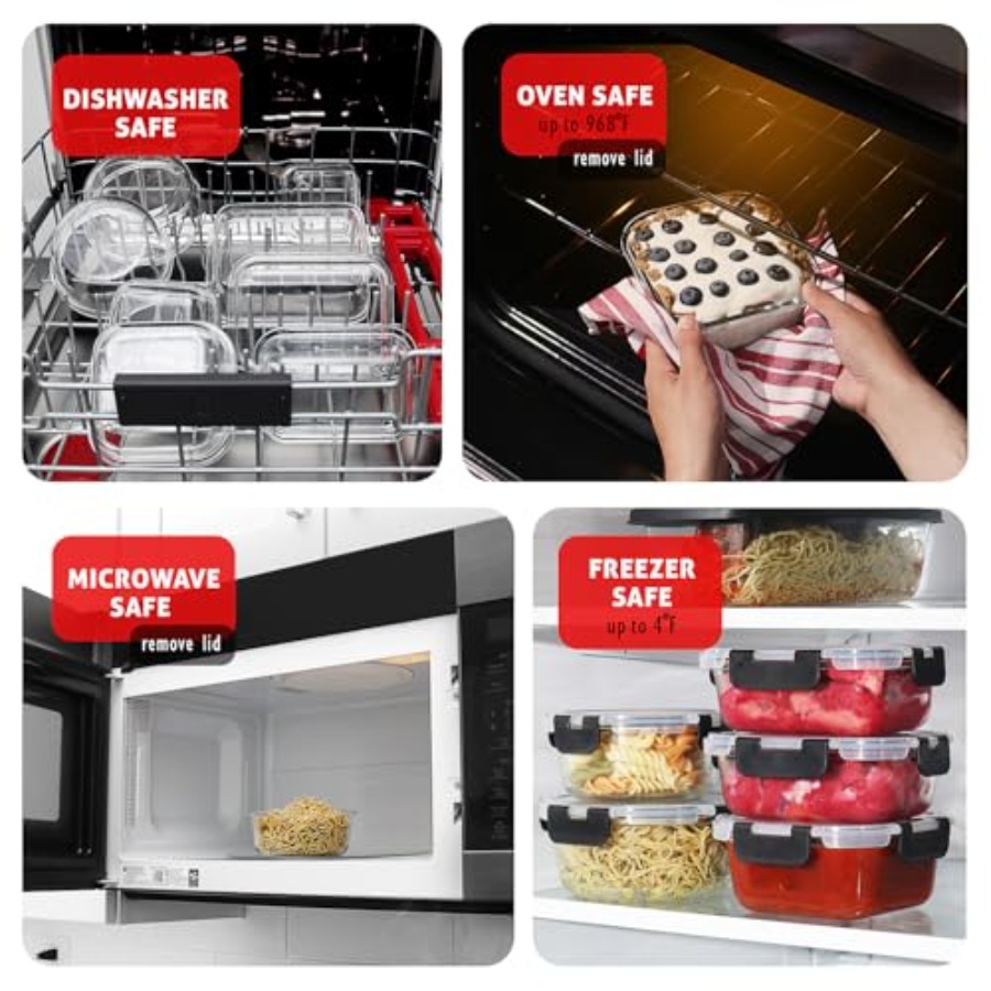 Glass food storage containers  - Meal Prep Oven Safe Containers recension och pris