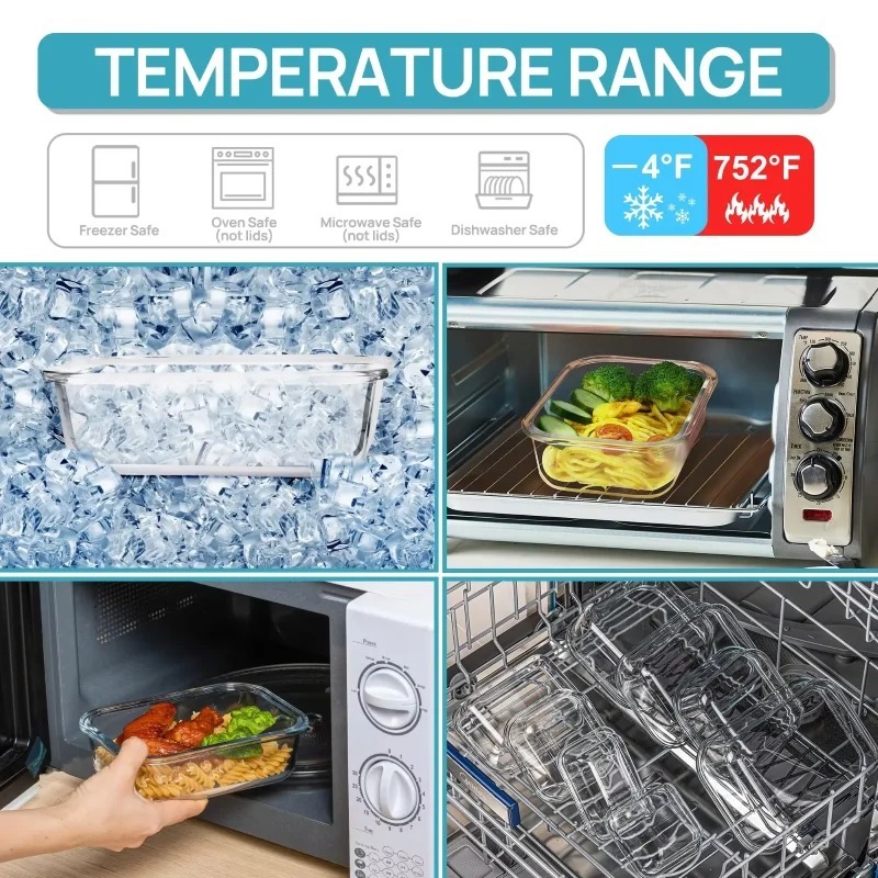 Glass lunch box food storage c - Meal Prep Oven Safe Containers recension och pris