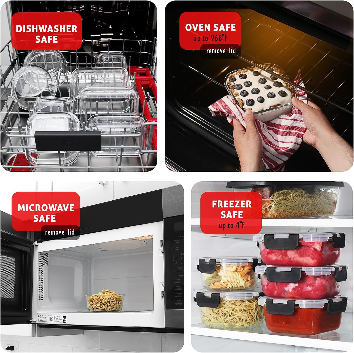 48pc Glass Food Storage Contai - Meal Prep Oven Safe Containers recension och pris