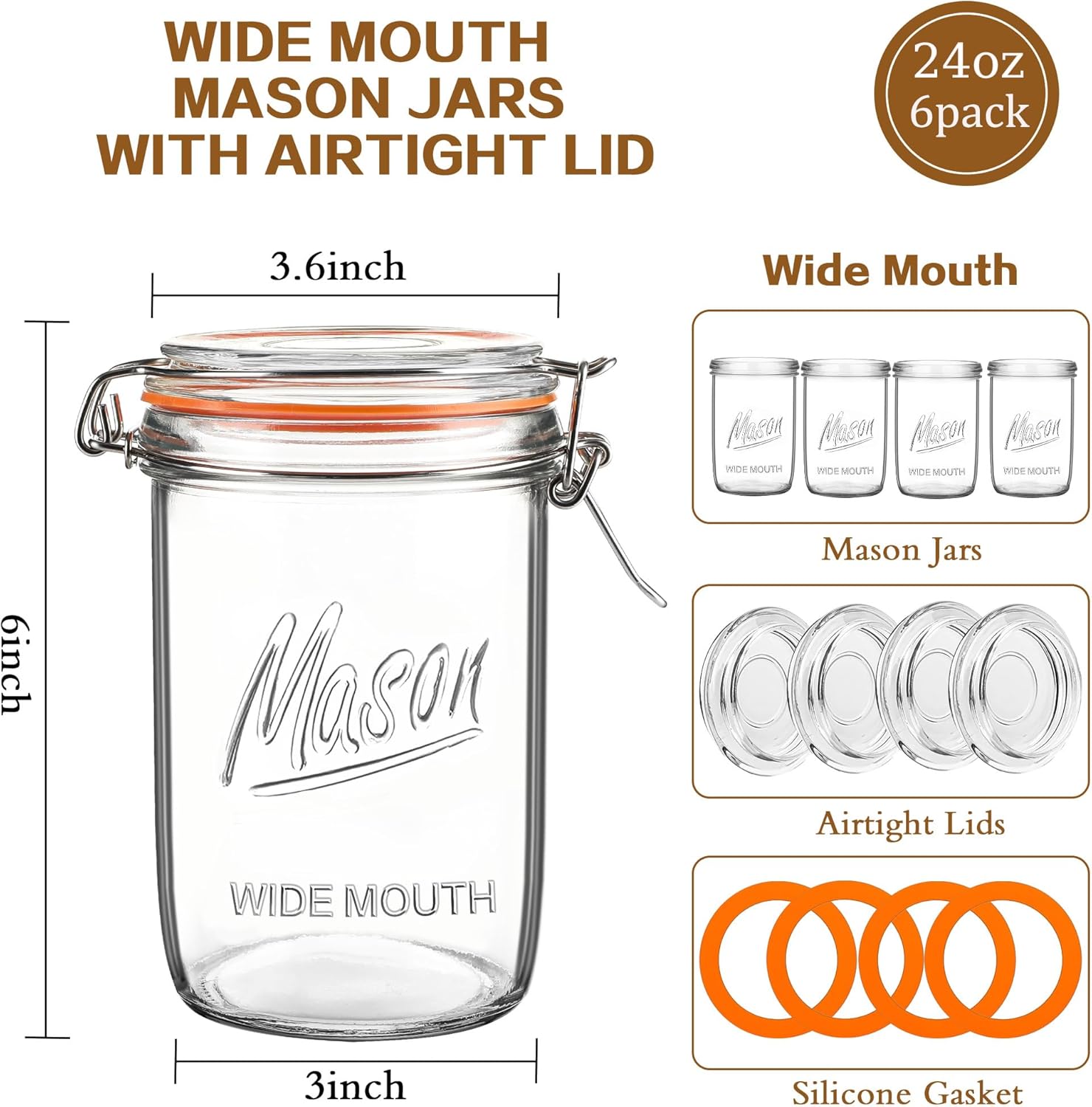 24oz Wide Mouth    Jars – 6 Pa - Meal Prep Usa recension och pris