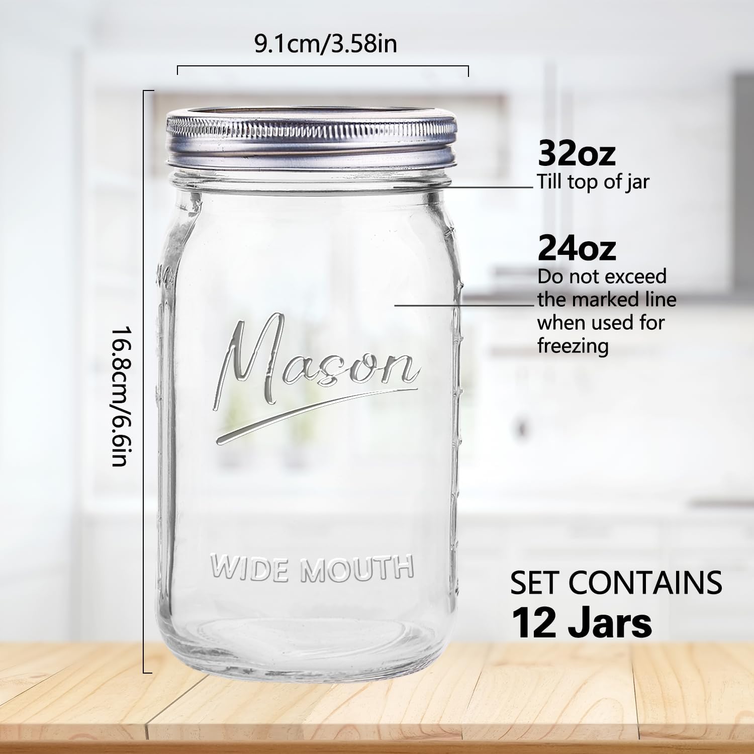 Jars 32 oz,12 Pack Quart Wide  - Meal Prep Usa recension och pris