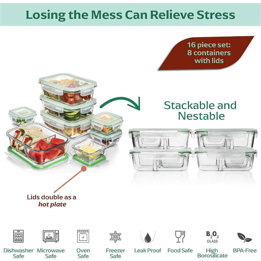 Glass Meal Prep Containers wit - Meal Prep Oven Safe Containers recension och pris