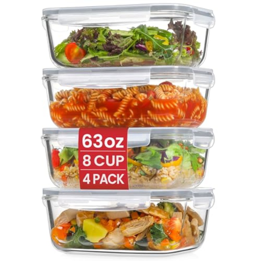 4 Pack 8 Cups/ 63oz Large Glas - Meal Prep Usa recension och pris
