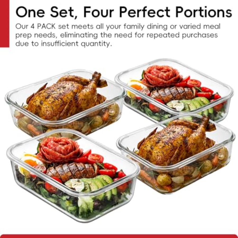4 Pack 8 Cups/ 63oz Large Glas - Meal Prep Usa recension och pris