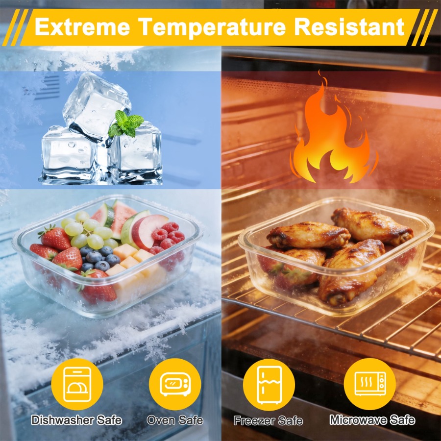 7 Pack Glass Food Storage Cont - Meal Prep Oven Safe Containers recension och pris