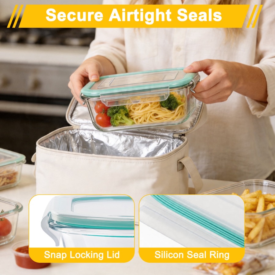 7 Pack Glass Food Storage Cont - Meal Prep Oven Safe Containers recension och pris