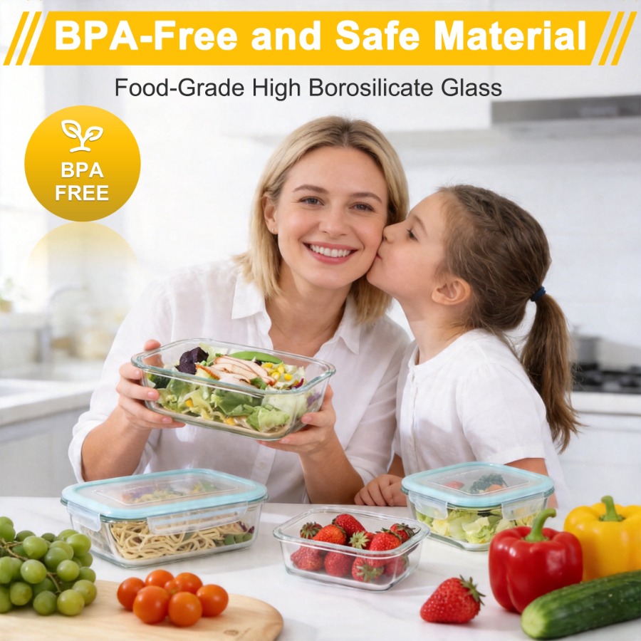 7 Pack Glass Food Storage Cont - Meal Prep Oven Safe Containers recension och pris