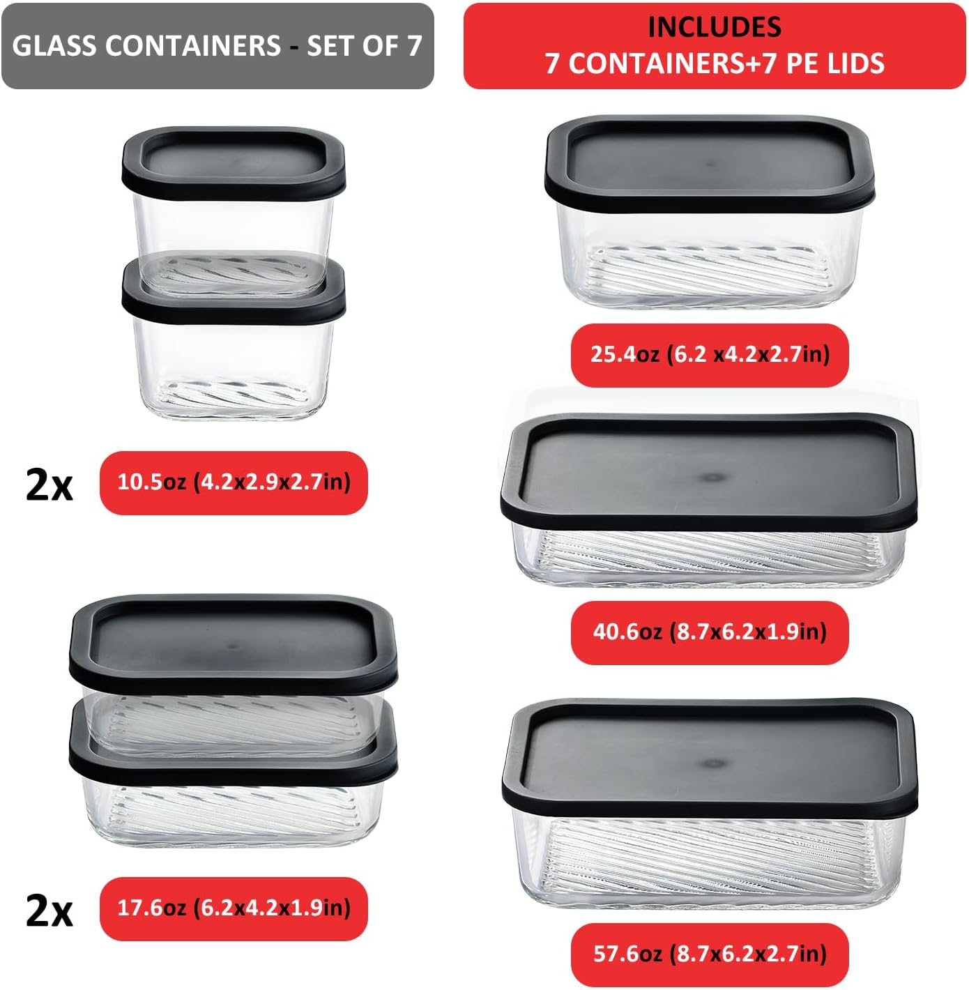 7 Pack Glass Meal Prep Contain - Meal Prep Usa recension och pris