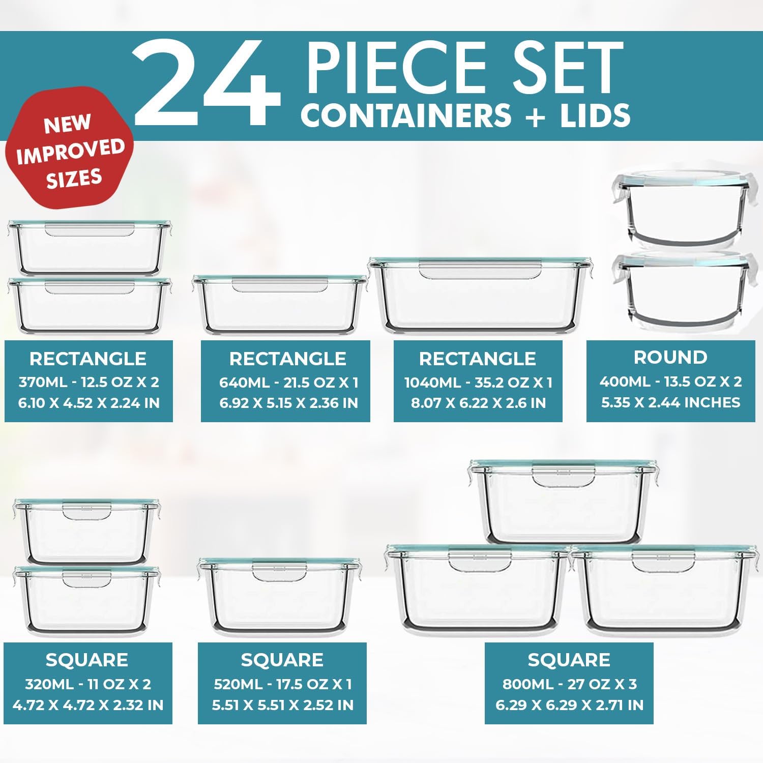 24 Pc Airtight Glass Food Stor - Meal Prep Usa recension och pris