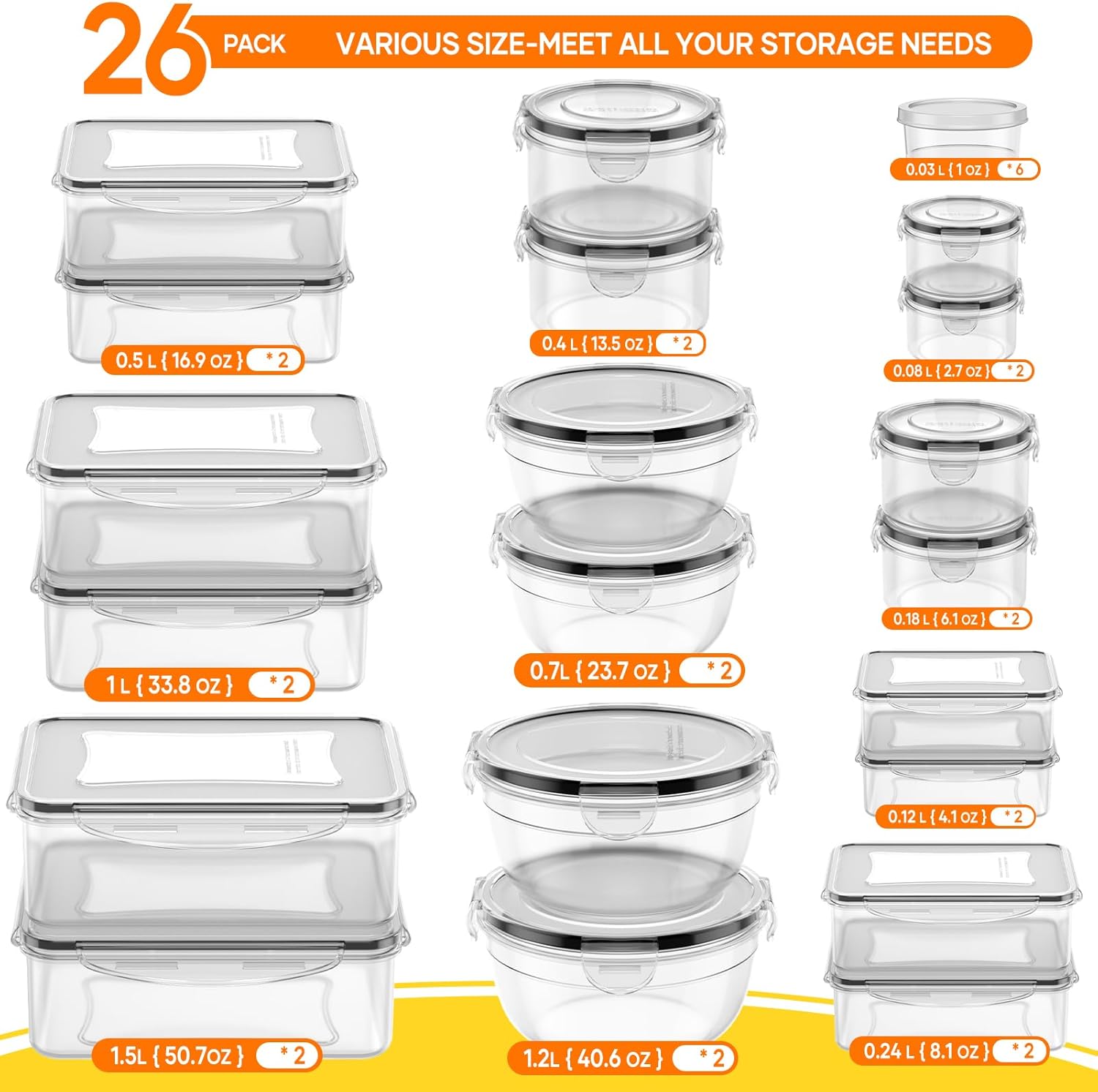 52 PCS Food Storage Containers - Meal Prep Usa recension och pris