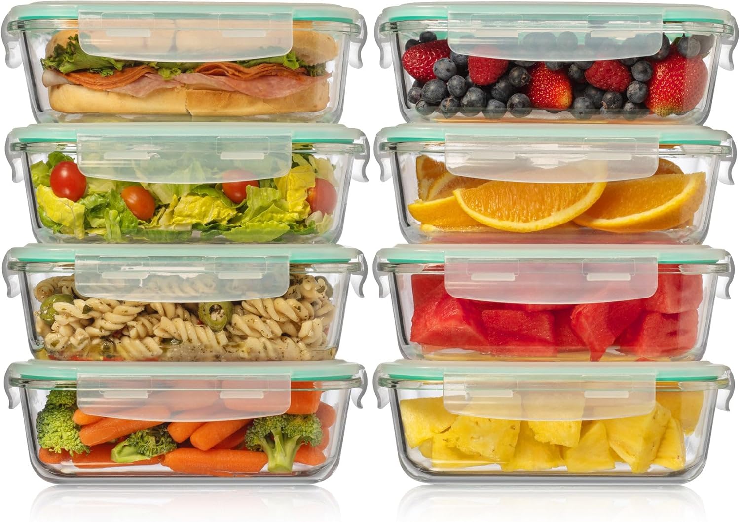 8-Pack 35 oz Glass Food Contai - Meal Prep Oven Safe Containers recension och pris