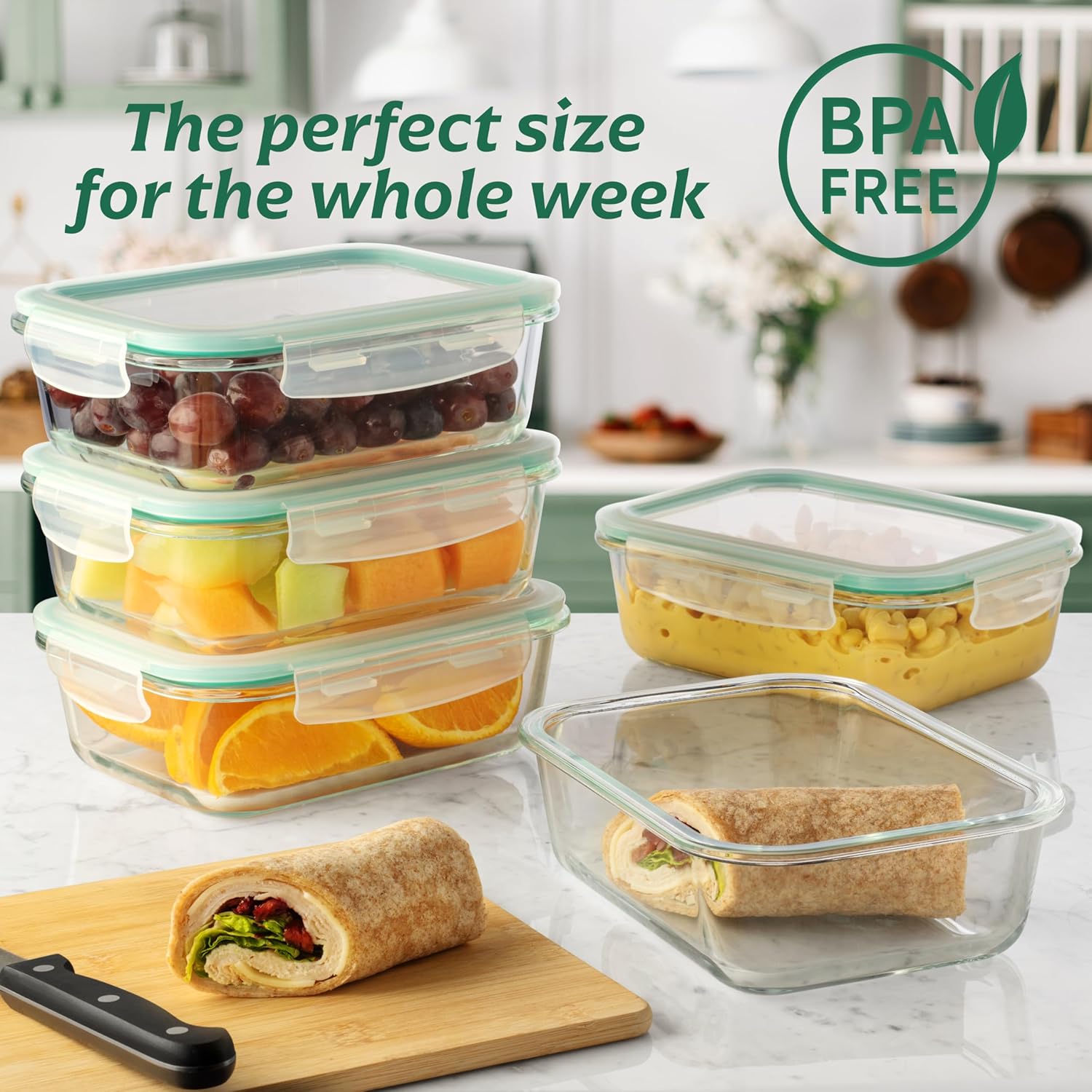 8-Pack 35 oz Glass Food Contai - Meal Prep Oven Safe Containers recension och pris